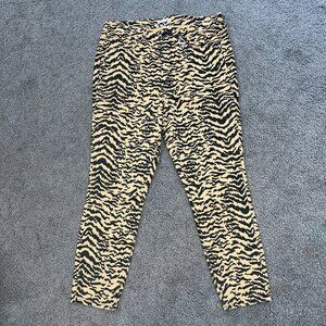 GOOD AMERICAN NWOT Tiger Animal Print GOOD WAIST CROP Stretch Denim Jeans  -18